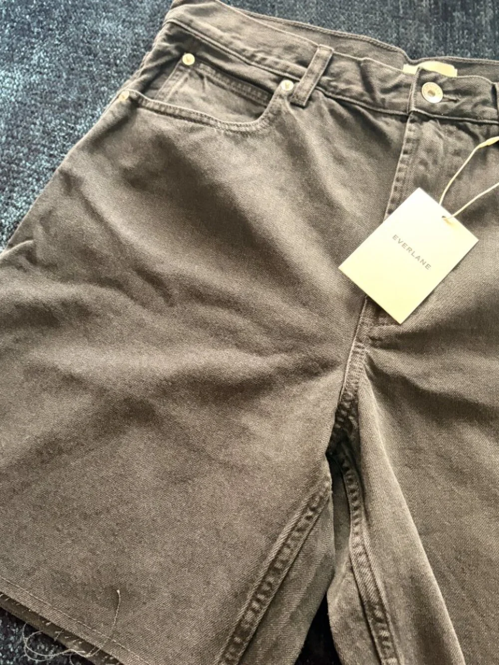 Everlane Baggy Denim Shorts Black Faded Cut-Off Raw Hem 30R NWT